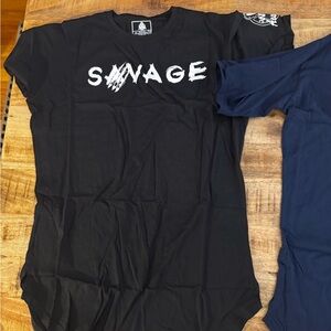 Savage black and white Navy Blue or gray T-Shirt long length tee men’s NEW XXL